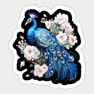 Peacock colorful Flower Illustration Sticker